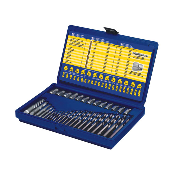 BUY SCREW EXTRACTOR AND DRILL BIT SET, EX-1 TO EX-6, 1/8 IN TO 1/2 IN, HARD CASE now and SAVE!