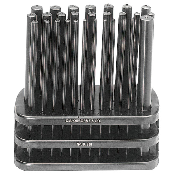 BUY PUNCH SETS, TRANSFER PUNCH SET, ROUND, ENGLISH, 28 PUNCHES 3/23 IN TO 19/64 IN now and SAVE!