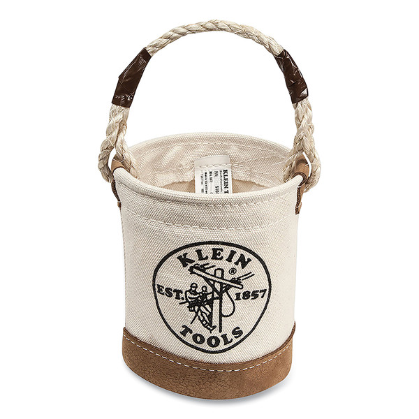 BUY MINI LEATHER-BOTTOM CANVAS BUCKET, 1 COMPARTMENT, 4-1/2 DIA X 6 IN H, ROPE HANDLE now and SAVE!
