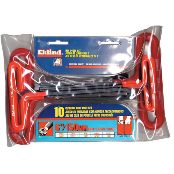 BUY CUSHION GRIP HEX T-KEY SET, 10 PER POUCH, HEX TIP, INCH, 6 IN HANDLE now and SAVE!