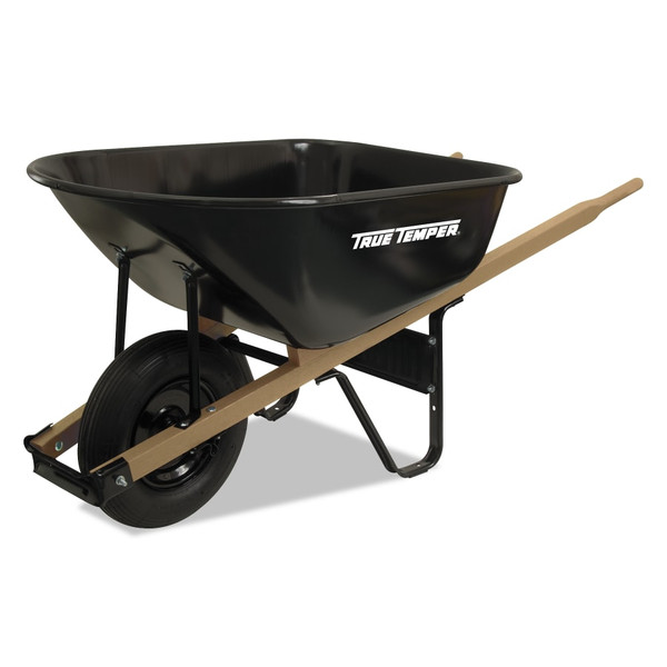 BUY STEEL MEDIUM DUTY WHEELBARROW, 6 CU FT, 1 PNEUMATIC 2-PLY, BLACK now and SAVE!