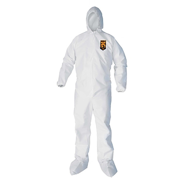 BUY A40 LIQUID & PARTICLE PROTECTION COVERALLS, ZIPPER FRONT, WHITE, LARGE now and SAVE!