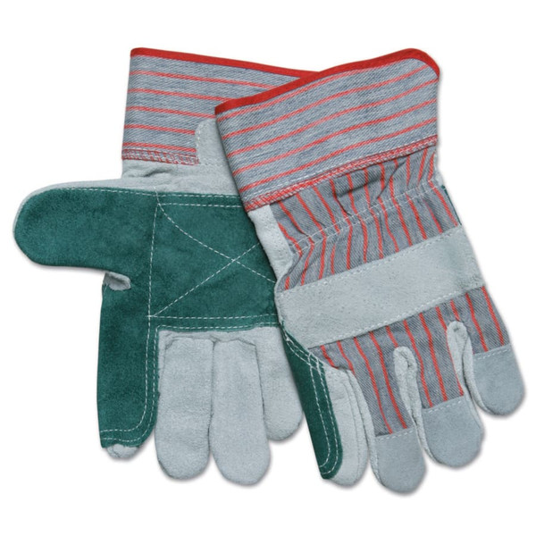 BUY INDUSTRIAL STANDARD SHOULDER SPLIT GLOVES, X-LARGE, LEATHER, GRAY W/RED STRIPES now and SAVE!