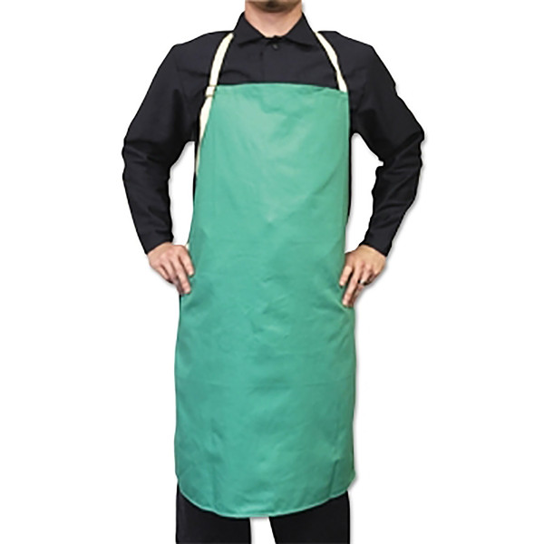 BUY FLAME-RETARDANT COTTON SATEEN BIB APRONS WITH LEATHER PROTECTIVE PATCH, 24 IN X 42 IN, VISUAL GREEN now and SAVE!