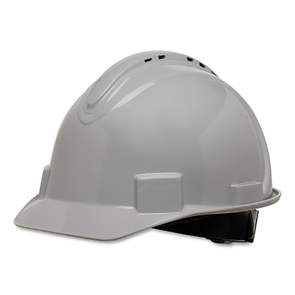 BUY SHORT BRIM HARD HAT, 4-POINT RATCHET SUSPENSION, VENTED, GRAY now and SAVE!