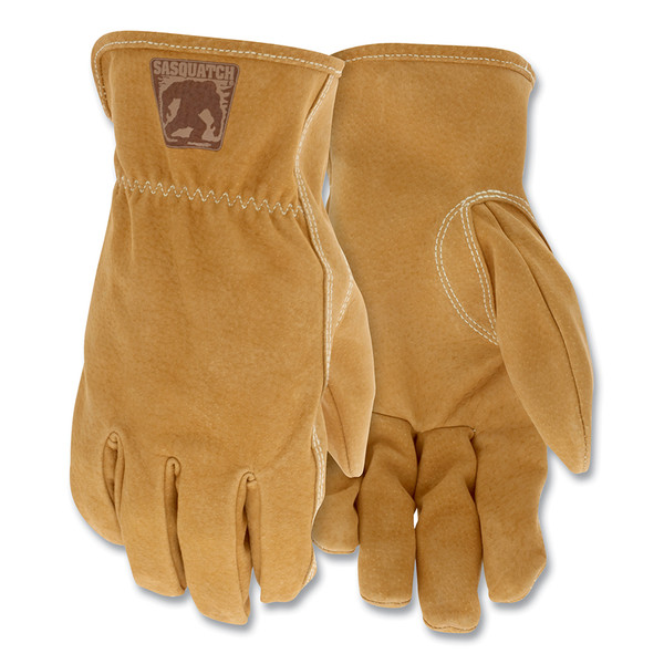 BUY SASQUATCH PREMIUM LEATHER DRIVER WORK GLOVES, MEDIUM, UNLINED, TAN now and SAVE!