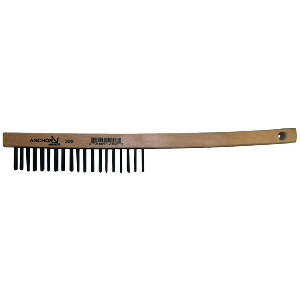 BUY HAND SCRATCH BRUSH, 3 X 19 ROWS, CARBON STEEL BRISTLES, CURVED WOOD HANDLE now and SAVE!