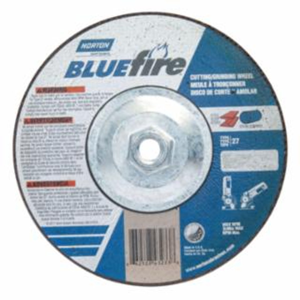 BUY BLUEFIRE TYPE 27 DEPRESSED CENTER WHEEL, 7 IN X 1/8 X 5/8-11, 24 GRIT, ZIRCONIA ALUMINA now and SAVE!