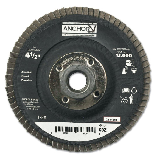 BUY ABRASIVE FLAP DISC, 4-1/2 IN, 40 GRIT, 7/8 IN ARBOR, 13,000 RPM, ANGLED now and SAVE!
