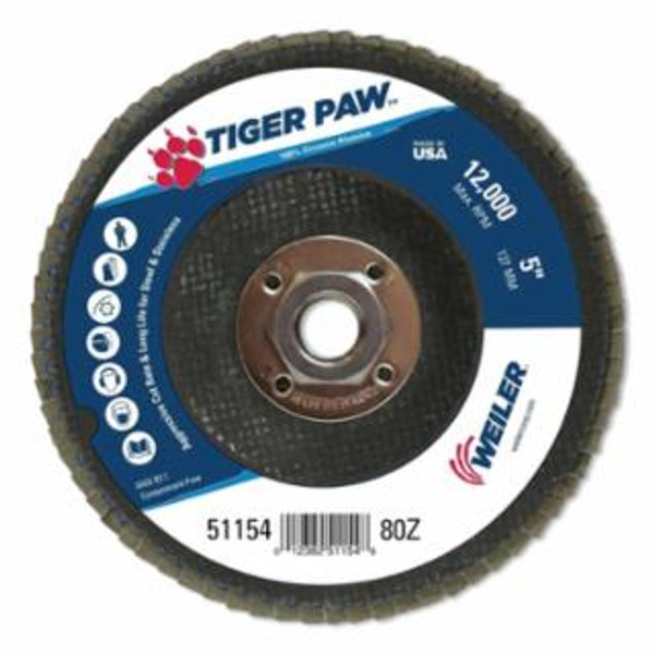 BUY TIGER PAW TY29 COATED ABRASIVE FLAP DISC, 5", 60 GRIT, 5/8 ARBOR, 12,000 RPM now and SAVE!