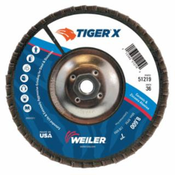 BUY TIGER X FLAP DISC, 7 IN ANGLED, 36 GRIT, 5/8 IN - 11 ARBOR now and SAVE!