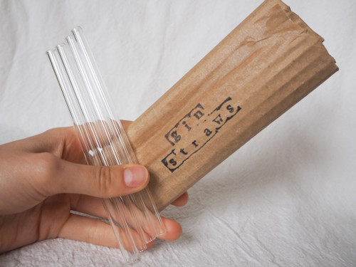 Craft gin Handmade glass drinking straws x 4
