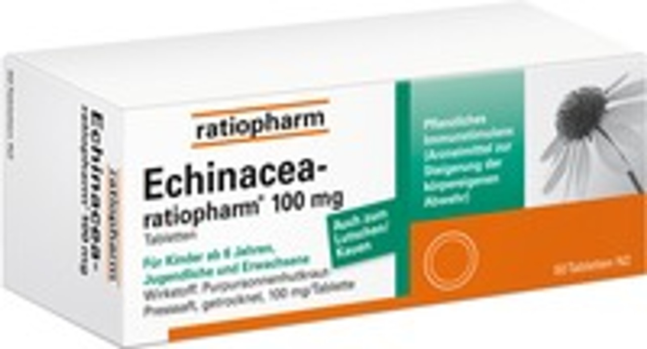 Echinacea Ratiopharm Tabletten (Tablets) 50 x 100mg Echinacea Ratiopharm Tabletten (Tablets) 50 x 100mg
