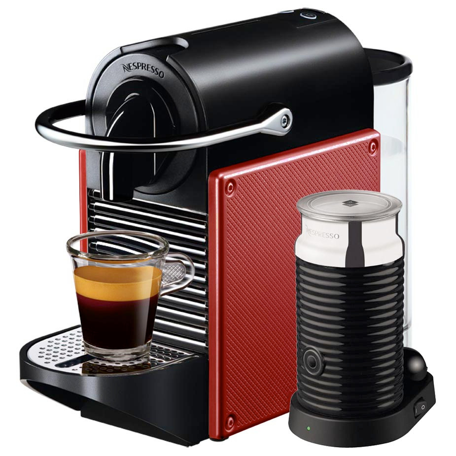 Nespresso Pixie Milk Coffee Machine in Red by Magimix