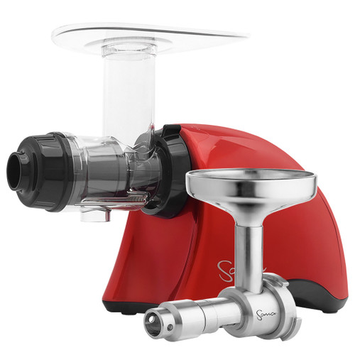 Omega Sana EUJ-707 Horizontal Slow Juicer in Red with Oil Extractor