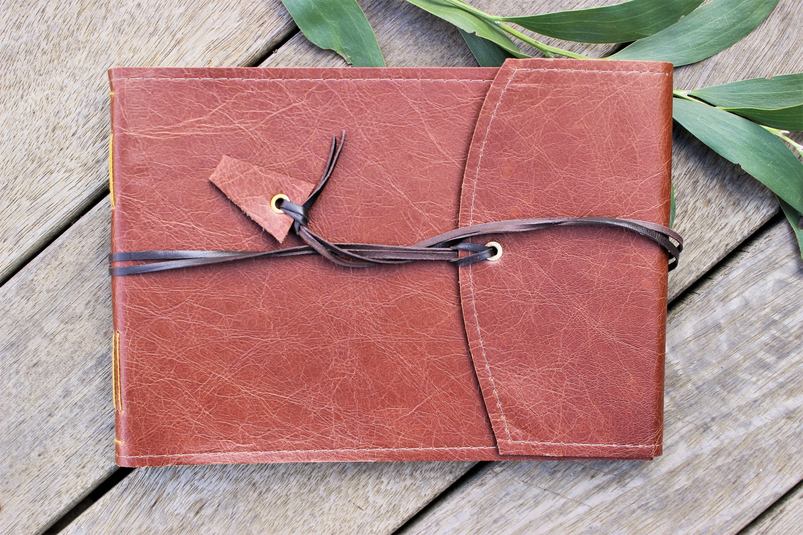 Hand stitched Leather Guest Books