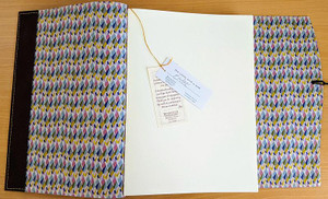 Leather journal A4 lined with Blake Liberty of London fabric. Hand stitched and crafted in Torquay Australia.