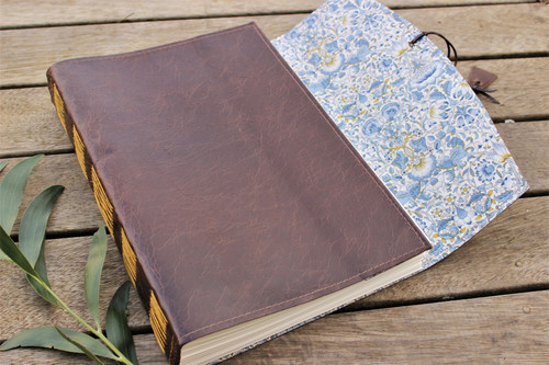 NEW A4 Majestic Leather Journal - Oak with Lodden Fabric