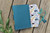 A6 Leather Journal - Sea Blue with Zoo Fabric