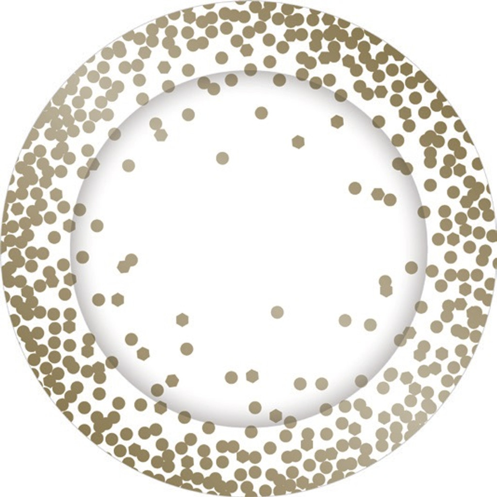 Celebrate Gold and White Party Paper Plates - 8 Pack