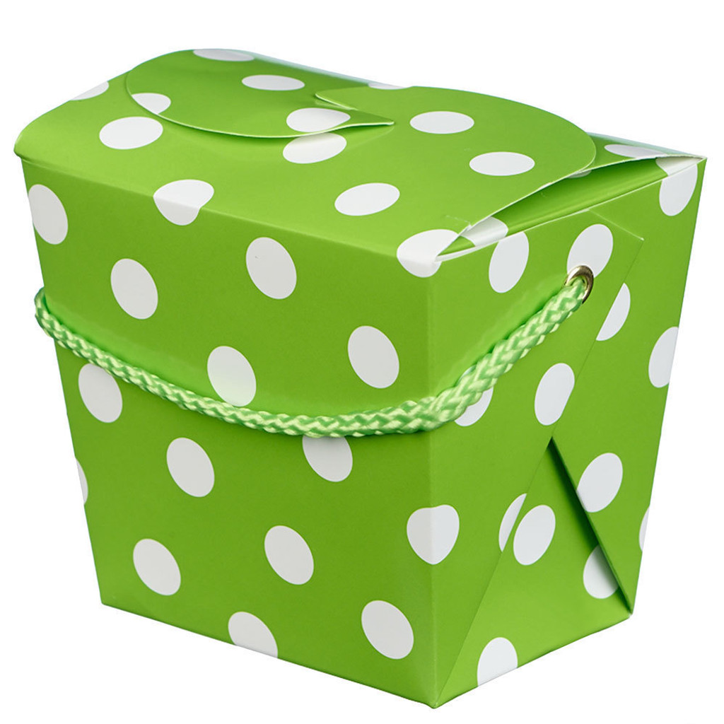 Lime Green and White Spot Noodle Boxes - 4 Pack