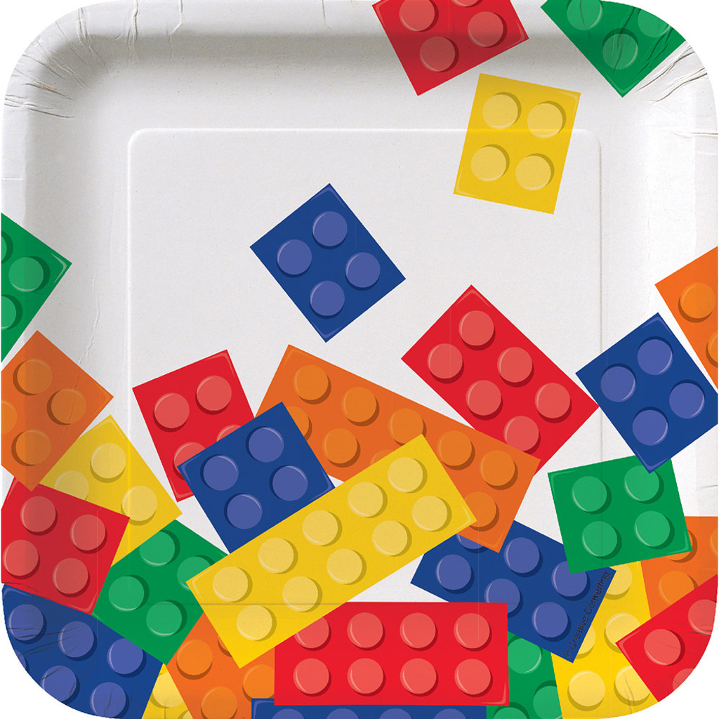 Lego Inspired Block Party 17.4cm Luncheon Plates - 8 Pack