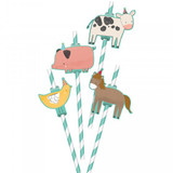 Barnyard Farm Animal Birthday Straws with Add Ons  - 12 Pack