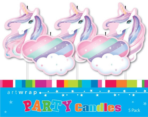 Unicorns and Clouds Pick Candles - 5 Pack