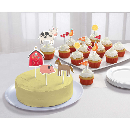 Barnyard Farm Animal Birthday Cake Topper Kit  - 12 Pack