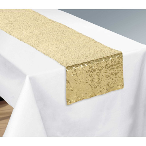 Gold Sequin Table Runner - 33cm x 182.8cm