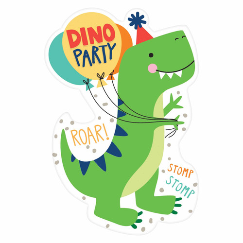 Dino-Mite Dinosaur Postcard Invitations with Seals - 8 Pack