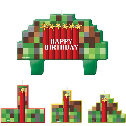 Minecraft Inspired TNT Party Mini Moulded Birthday Candle Set - 4 Pack