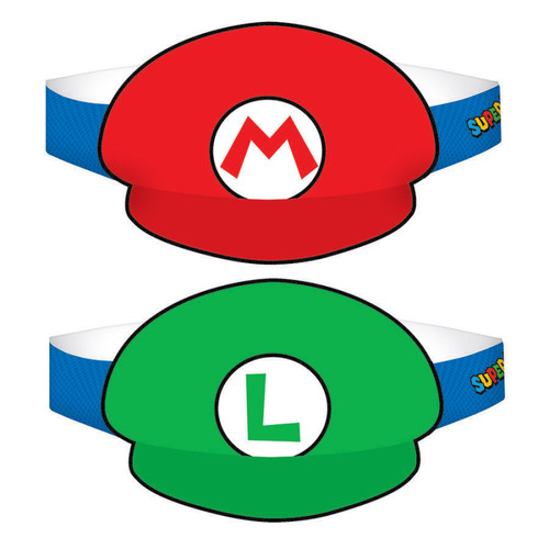 Super Mario Brothers Paper Hats - 8 Pack