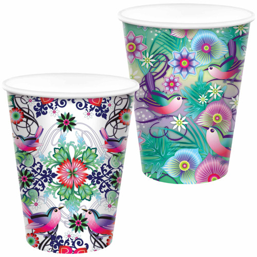 Catalina Estrada Mixed Design (Green & White) Paper Cups - 8 Pack