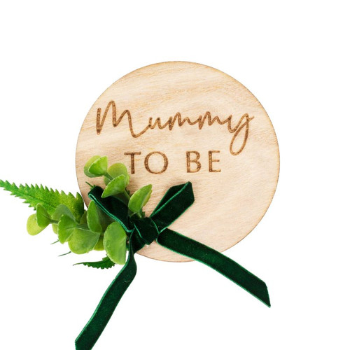 Botanical Baby Wooden Mummy to Be Badge