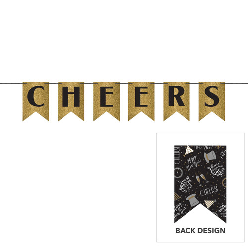 Glitz and Glam Cheers Glitter Pennant Banner - 1.98 Metres