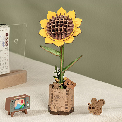 Rowood 3D Wooden Puzzle Bloom Sunflower - 86 Piece