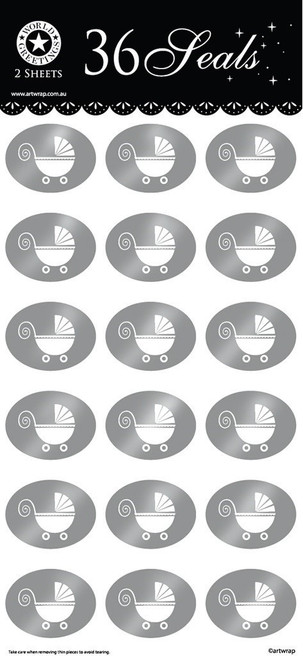Silver Baby Pram Sticker Seals