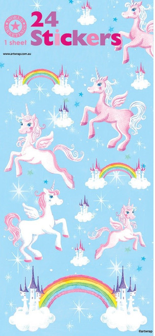 Unicorn and Castles Sheet Stickers - 1 Sheet x 24 Stickers