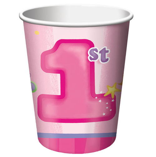 Fun at One 1st Birthday Girl Paper Cups - Pack of 8
