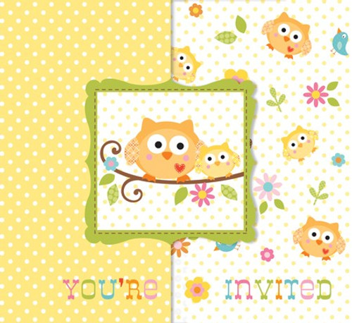 Happy Tree Owl Invitations and Envelopes - Bulk 25 Pack