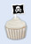 Pirate Party Silver Stripe Cupcake Wrap and Toppers - 12 Pack