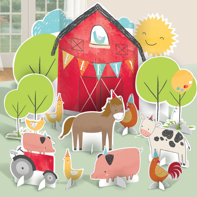 Barnyard Farm Animal Birthday Table Decorating Kit