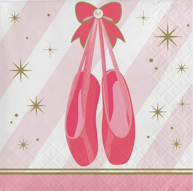 Twinkle Toes Ballerina Beverage Napkins - 16 Pack