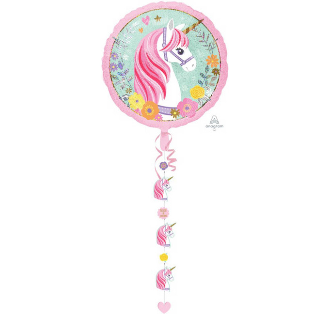 Magical Unicorn Drop a Line Jumbo Balloon, Ribbon and Weight