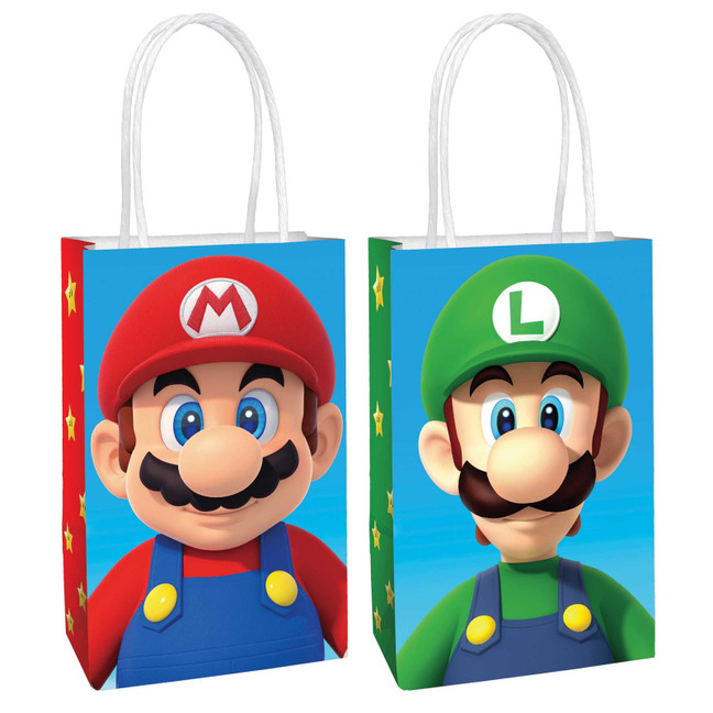Super Mario Brothers Mario and Luigi Paper Loot Bags - 8 Pack