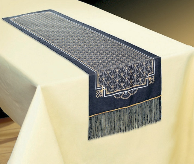 Glitz and Glam Black and Gold Fabric Table Runner 35.5 cm x 182.8 cm