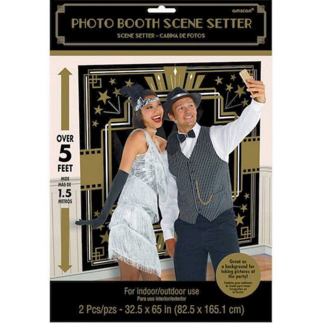 Glitz and Glam Black and Gold Photo Booth Scene Setter - 82.5 cm x 165.1 cm