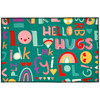 This Homefires by Jellybean® poly-suede floor cloth by Heather Rosas is all a buzz with incoming messages. Bright emojis and text are printed on this machine washable floor cloth. Available in four sizes, this floor cloth is thin enough to be used under furniture for maneuverability.