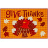 Give Thanks Olivia's Home Accent Rug w/ Turkey Thanksgiving Themed Washable Rug 22" x 32"